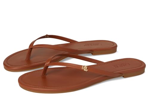 Lauren Ralph Lauren Women's Raquel Leather Flip-Flop, Lauren Tan